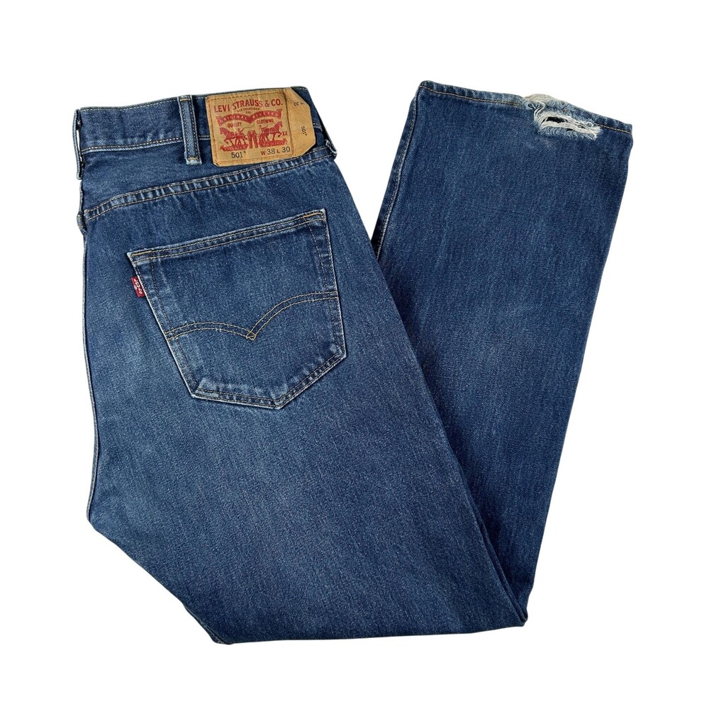 Vintage Levis 501 Jeans Mens 38x30 Med Wash Regular Straight Button Fly Denim